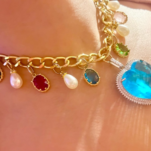 Blue Rhinestone Necklace - Picture 2 of 3